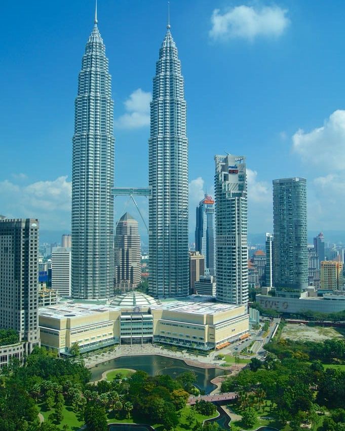 The Petronas Towers above the KLCC park in Kuala Lumpur